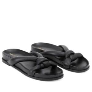Lafayette 148 New York Black Knotted Honore Slide Sandals